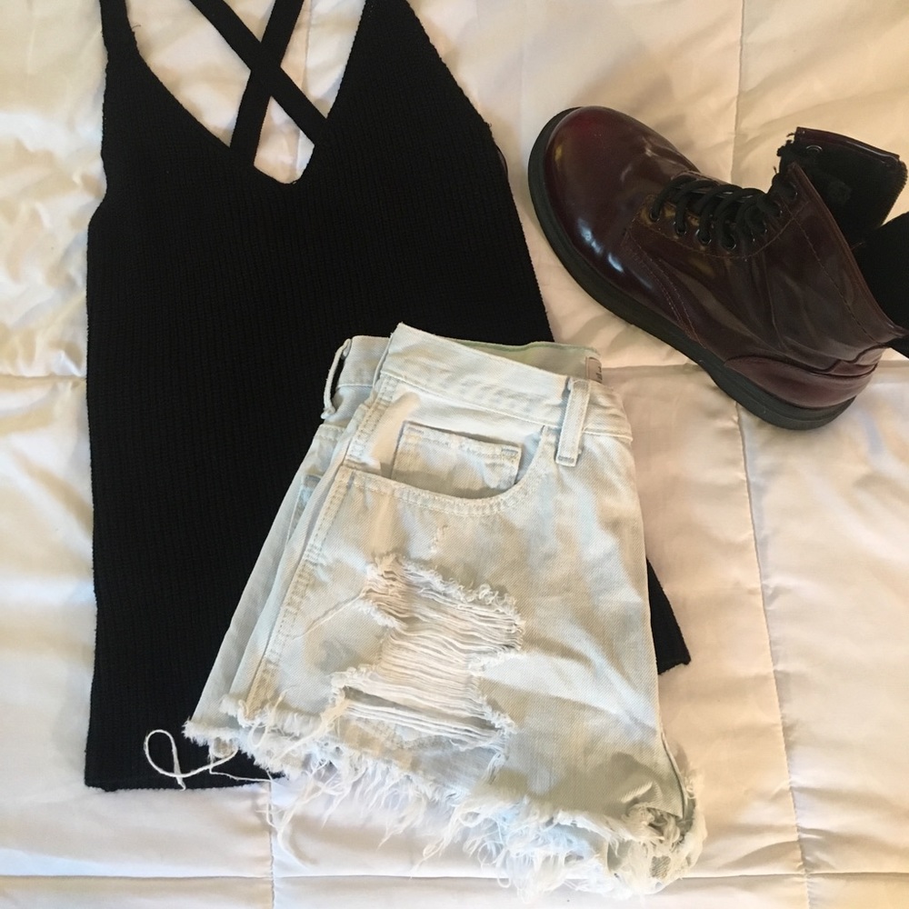 Hollister distressed shorts.